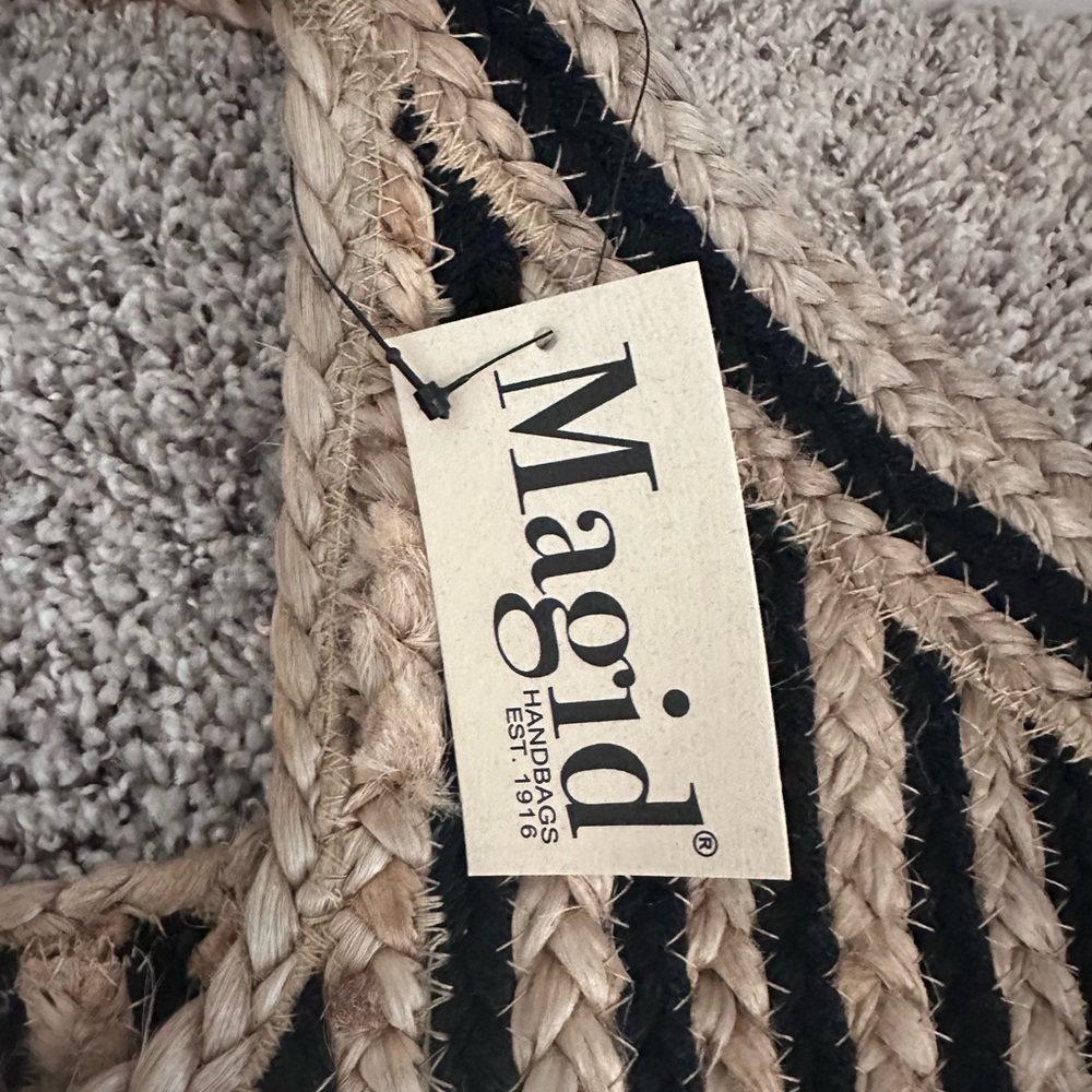 Stylish Black and Tan Woven Tote Bag - Picture 5 of 7